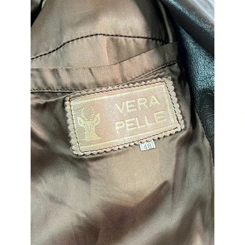VERA PELLE Mens‎ 48 (M) Blazer Lether Brown 2-button Soft